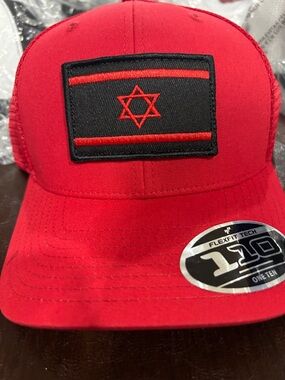 Warrior Red Trucker Hat with Black Patch and Red Star Accent
